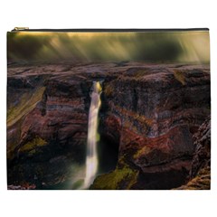 Waterfall Cascade Mountains Cliffs Northern Lights Cosmetic Bag (xxxl) by danenraven