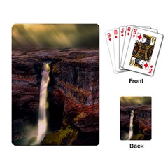 Waterfall Cascade Mountains Cliffs Northern Lights Playing Cards Single Design (rectangle) by danenraven