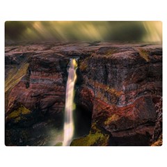 Waterfall Cascade Mountains Cliffs Northern Lights Double Sided Flano Blanket (medium)  by danenraven