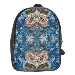 Turquoise Symmetry School Bag (xl) by kaleidomarblingart