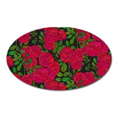 Seamless-pattern-with-colorful-bush-roses Oval Magnet by BangZart