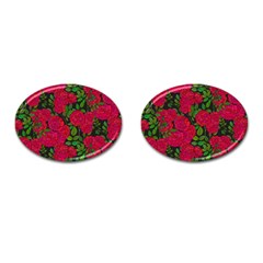 Seamless-pattern-with-colorful-bush-roses Cufflinks (oval) by BangZart