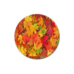 Autumn Background Maple Leaves Magnet 3  (round) by artworkshop