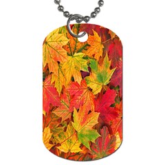 Autumn Background Maple Leaves Dog Tag (two Sides) by artworkshop