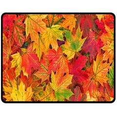 Autumn Background Maple Leaves Double Sided Fleece Blanket (medium)  by artworkshop