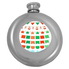 Christmas Bunting Banners Round Hip Flask (5 Oz) by artworkshop