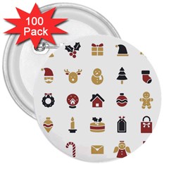 Christmas Symbols 3  Buttons (100 Pack) 