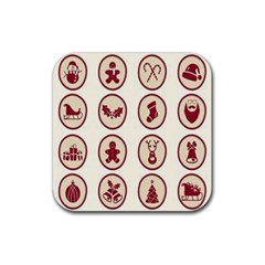 Christmas Winter Symbols Rubber Coaster (square) by artworkshop