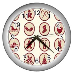 Christmas Winter Symbols Wall Clock (silver) by artworkshop