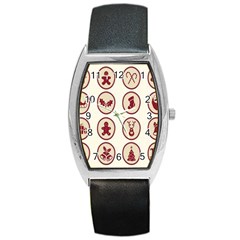 Christmas Winter Symbols Barrel Style Metal Watch by artworkshop