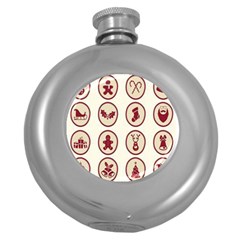 Christmas Winter Symbols Round Hip Flask (5 Oz)