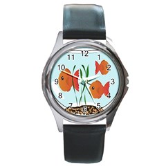 Fishbowl Fish Goldfish Water Round Metal Watch by artworkshop
