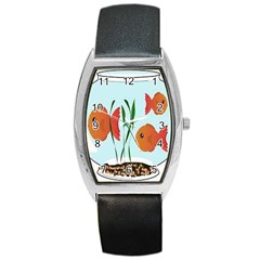 Fishbowl Fish Goldfish Water Barrel Style Metal Watch by artworkshop