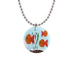 Fishbowl Fish Goldfish Water 1  Button Necklace by artworkshop