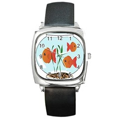 Fishbowl Fish Goldfish Water Square Metal Watch by artworkshop