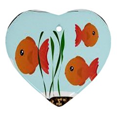 Fishbowl Fish Goldfish Water Heart Ornament (two Sides) by artworkshop