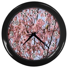 Japanese Sakura Background Wall Clock (black) by artworkshop