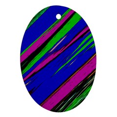 Diagonal Green Blue Purple And Black Abstract Art Oval Ornament (two Sides) by KorokStudios
