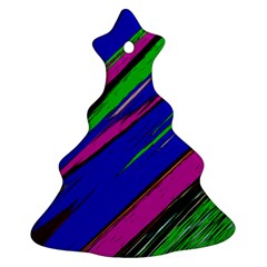 Diagonal Green Blue Purple And Black Abstract Art Christmas Tree Ornament (two Sides) by KorokStudios