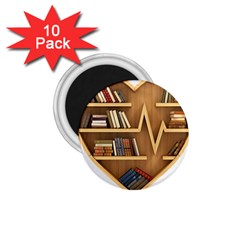 Bookshelf Heart 1 75  Magnets (10 Pack)  by artworkshop