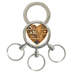 Bookshelf Heart 3-ring Key Chain by artworkshop