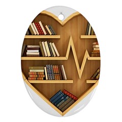 Bookshelf Heart Oval Ornament (two Sides) by artworkshop