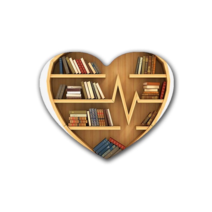 Bookshelf Heart Rubber Coaster (Heart)