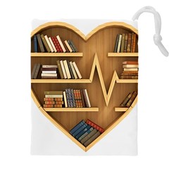 Bookshelf Heart Drawstring Pouch (4xl) by artworkshop