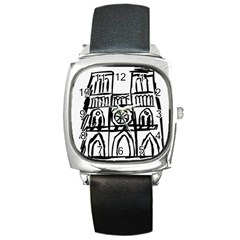 Gold Foil Notre Dame Square Metal Watch by artworkshop