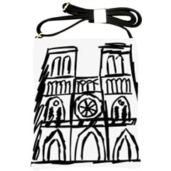 Gold Foil Notre Dame Shoulder Sling Bag by artworkshop