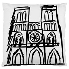 Gold Foil Notre Dame Large Flano Cushion Case (one Side) by artworkshop