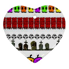 Halloween Borders Trick Heart Ornament (two Sides)