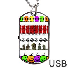 Halloween Borders Trick Dog Tag Usb Flash (one Side) by artworkshop