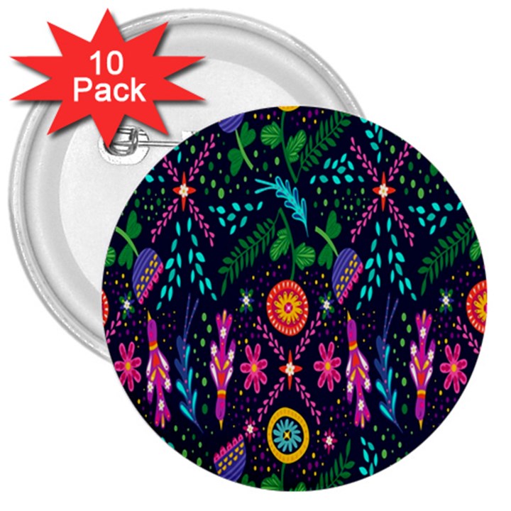 Pattern Nature Design 3  Buttons (10 pack) 