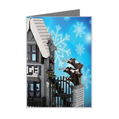 Winter Village Snow Brick Buildings Mini Greeting Card by artworkshop