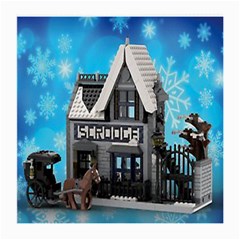 Winter Village Snow Brick Buildings Medium Glasses Cloth