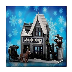 Winter Village Snow Brick Buildings Face Towel by artworkshop