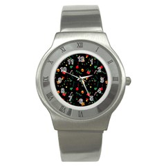 Christmas Pattern Texture Colorful Wallpaper Stainless Steel Watch