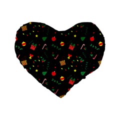 Christmas Pattern Texture Colorful Wallpaper Standard 16  Premium Heart Shape Cushions