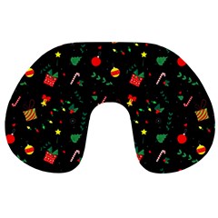 Christmas Pattern Texture Colorful Wallpaper Travel Neck Pillow