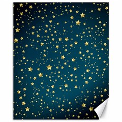 Star Golden Pattern Christmas Design White Gold Canvas 11  X 14 