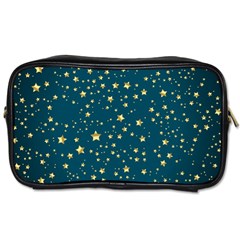 Star Golden Pattern Christmas Design White Gold Toiletries Bag (one Side) by Ravend