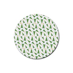 Christmas Tree Pattern Christmas Trees Rubber Round Coaster (4 Pack)