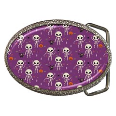 Background Halloween Pattern Pumpkin Skeleton Bat Belt Buckles by Ravend