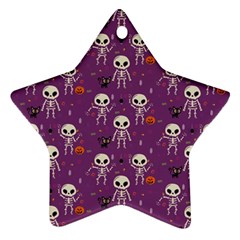 Background Halloween Pattern Pumpkin Skeleton Bat Star Ornament (two Sides)