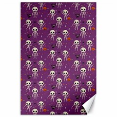 Background Halloween Pattern Pumpkin Skeleton Bat Canvas 24  X 36 