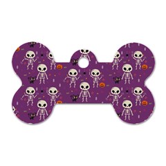 Background Halloween Pattern Pumpkin Skeleton Bat Dog Tag Bone (one Side) by Ravend