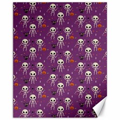 Background Halloween Pattern Pumpkin Skeleton Bat Canvas 11  X 14  by Ravend