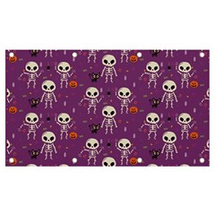 Background Halloween Pattern Pumpkin Skeleton Bat Banner And Sign 7  X 4 