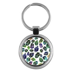 Leaves Watercolor Ornamental Decorative Design Key Chain (round) by Ravend